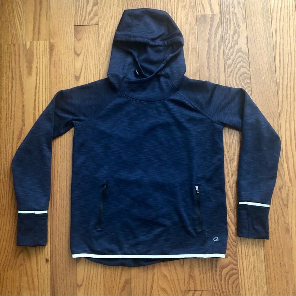 Gapfit Long Sleeve Hoodie Fleece Lined Top Navy Blue Sweater Women’s Size S - Picture 8 of 8